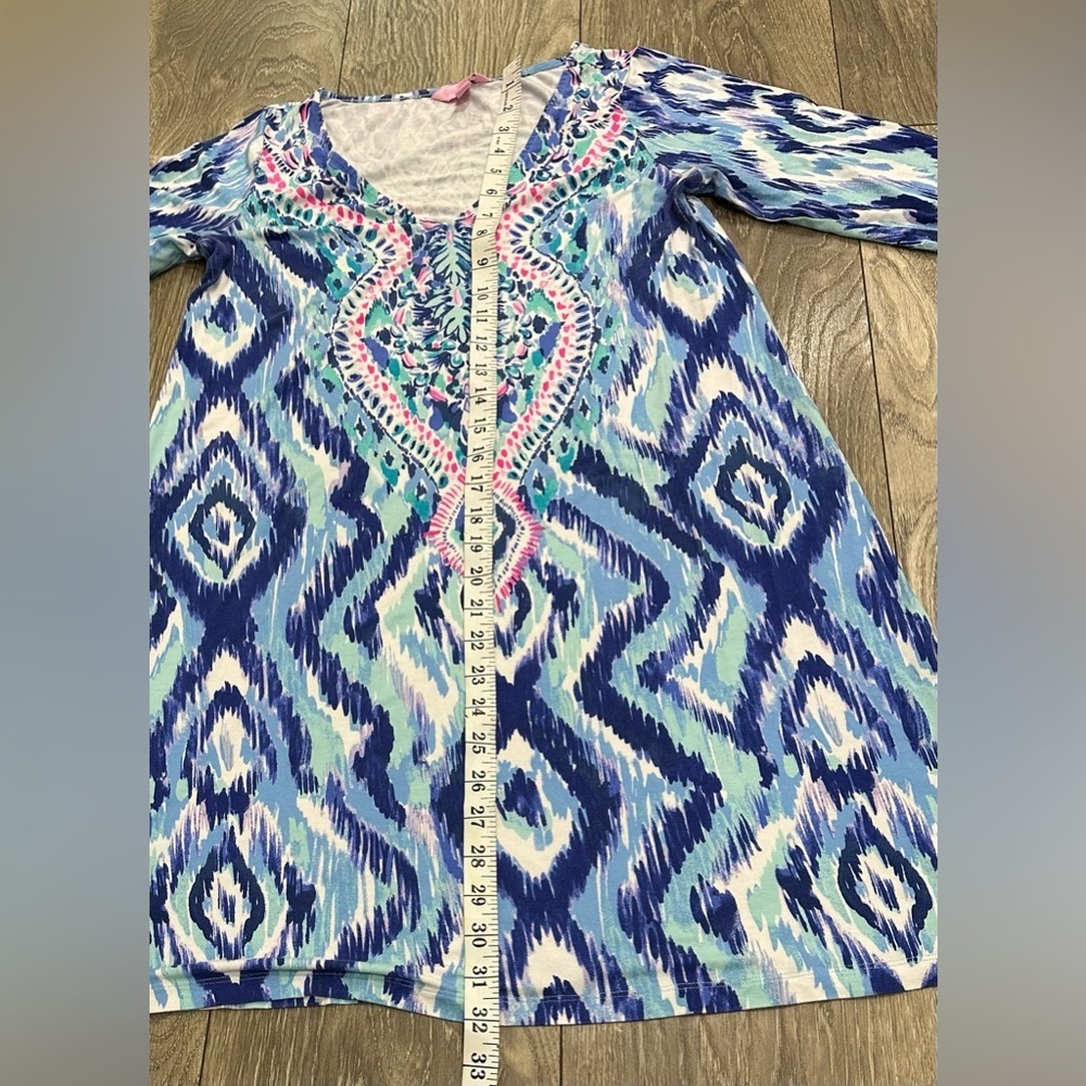 💙 Lilly Pulitzer Ophelia Swing Dress – Blue Swish “Skipped a Beach” Print 💙🌴 - Picture 4 of 16